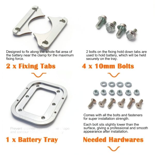 Bonbo Battery Tray for Optima Batteries - Aluminum Tray with Clips-5