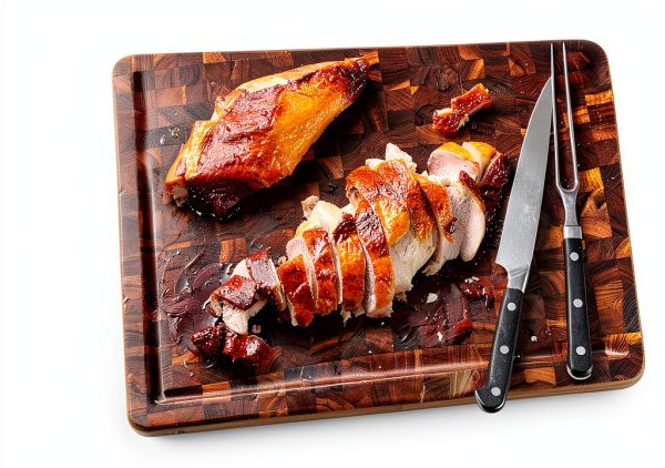 Carving Knife Set for Meat Turkey, Set of 2 Stainless Steel Carving Fork Guard and Slicer Home Gourmet BBQ Tools Cutlery Knives for Brisket Meat Roast Ham-3