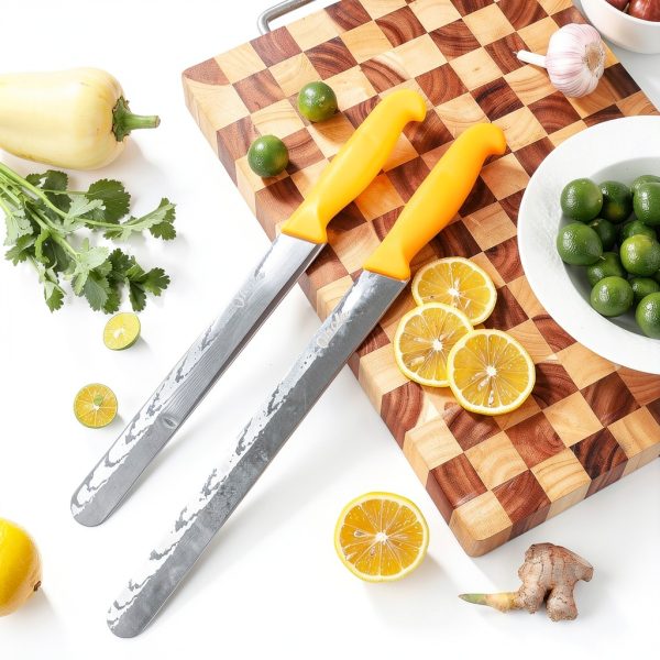 Brisket Knife OHOLA 2PCS Carving Set 12" Orange & 10" Yellow Stainless-6