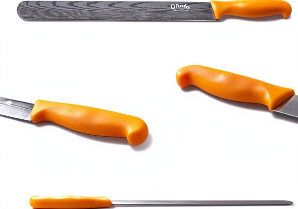 Brisket Knife OHOLA 2PCS Carving Set 12" Orange & 10" Yellow Stainless-3