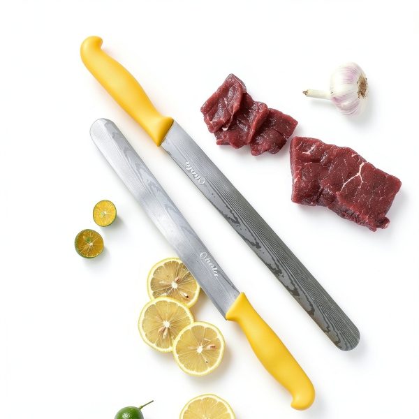 Brisket Knife OHOLA 2PCS Carving Set 12" Orange & 10" Yellow Stainless-8