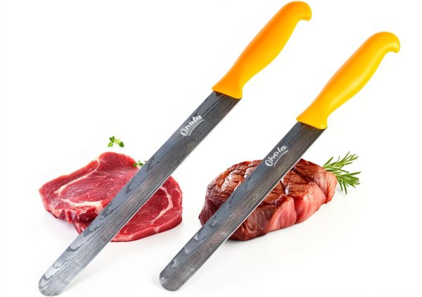 Brisket Knife OHOLA 2PCS Carving Set 12" Orange & 10" Yellow Stainless-0