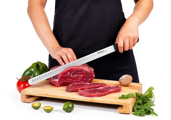 Carving Knife Humbee 14-Inch Granton Edge Stainless Steel Tang Black-8