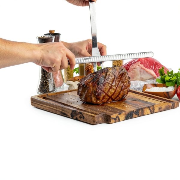 Carving Knife Humbee 14-Inch Granton Edge Stainless Steel Tang Black-7