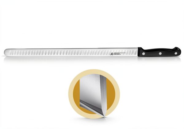 Carving Knife Humbee 14-Inch Granton Edge Stainless Steel Tang Black-5