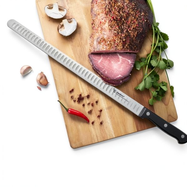 Carving Knife Humbee 14-Inch Granton Edge Stainless Steel Tang Black-6
