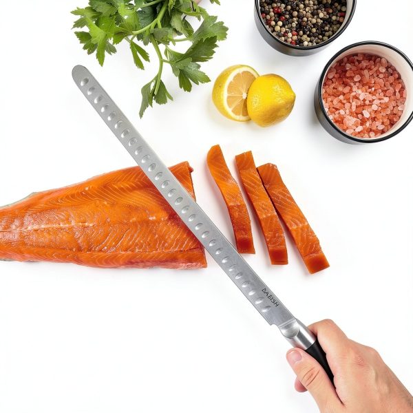 Babish High-Carbon 1.4116 German Steel 12 Inch Full Tang Forged Super Slicer Carving Kitchen Knife, Brisket, Meat and BBQ Knife W/Granton Edge-1