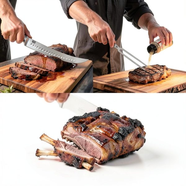 Carving Knife Set SHAN ZU 3-Piece 12" Stainless Steel with Wood Handle-7