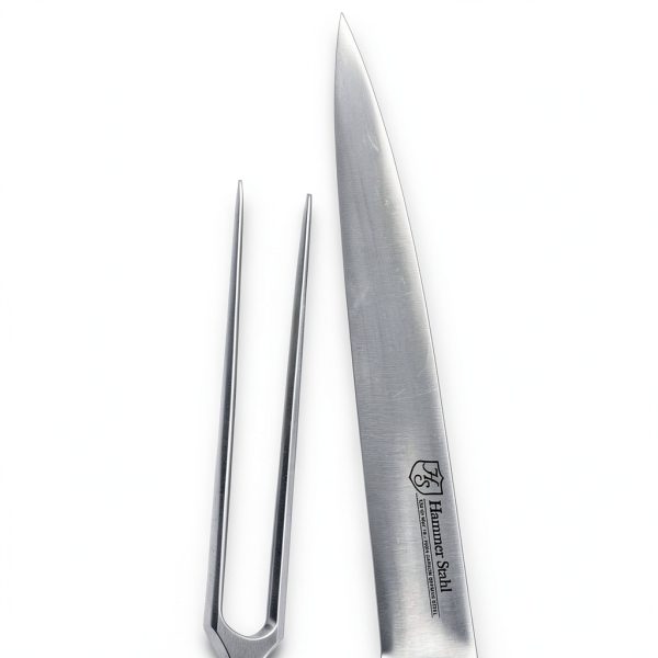 German Forged Steel Carving Knife & Fork Set Hammer Stahl 8in-5