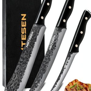 Professional butcher knife set Naitesen hand-forged steel bullnose-0