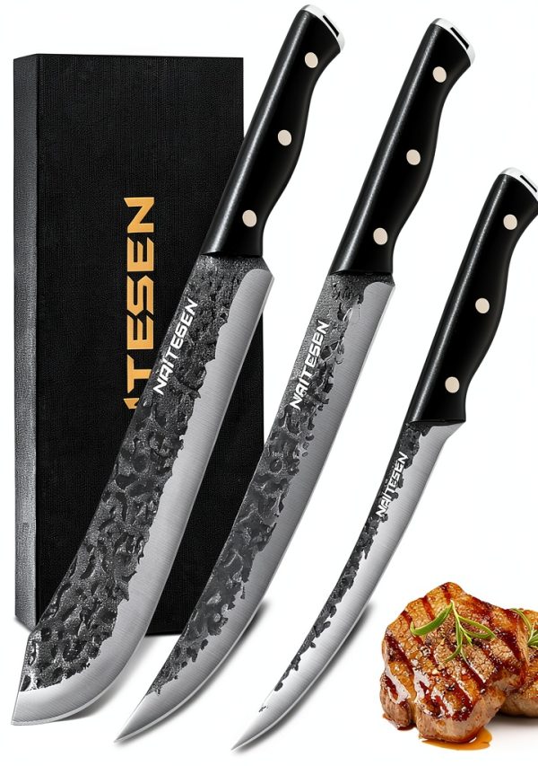 Professional butcher knife set Naitesen hand-forged steel bullnose-0