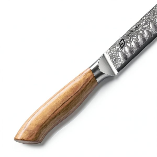 Damascus Brisket Knife 12" Emojoy Japanese Steel Olive Wood-2